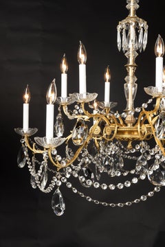 French Louis XVI Bronze and Crystal Chandelier, Pair Available, 19th Century