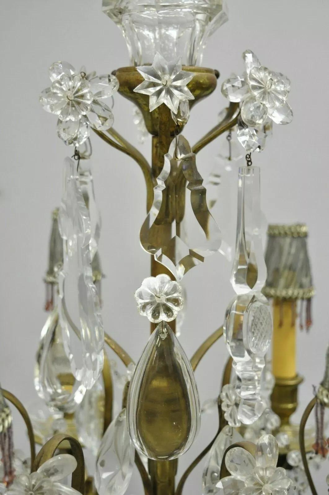 Lámpara Candelabro Electrificada Girandole de Bronce y Cristal Luis XVI Francesa Desconocido en venta