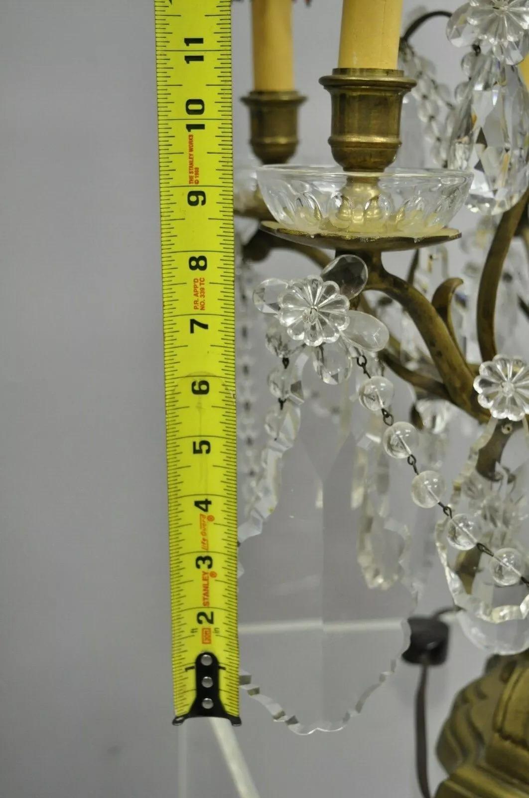Lámpara Candelabro Electrificada Girandole de Bronce y Cristal Luis XVI Francesa en venta 3