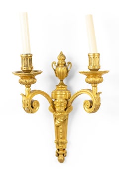French Louis XVI Style Bronze Dore Cupid Wall Sconce