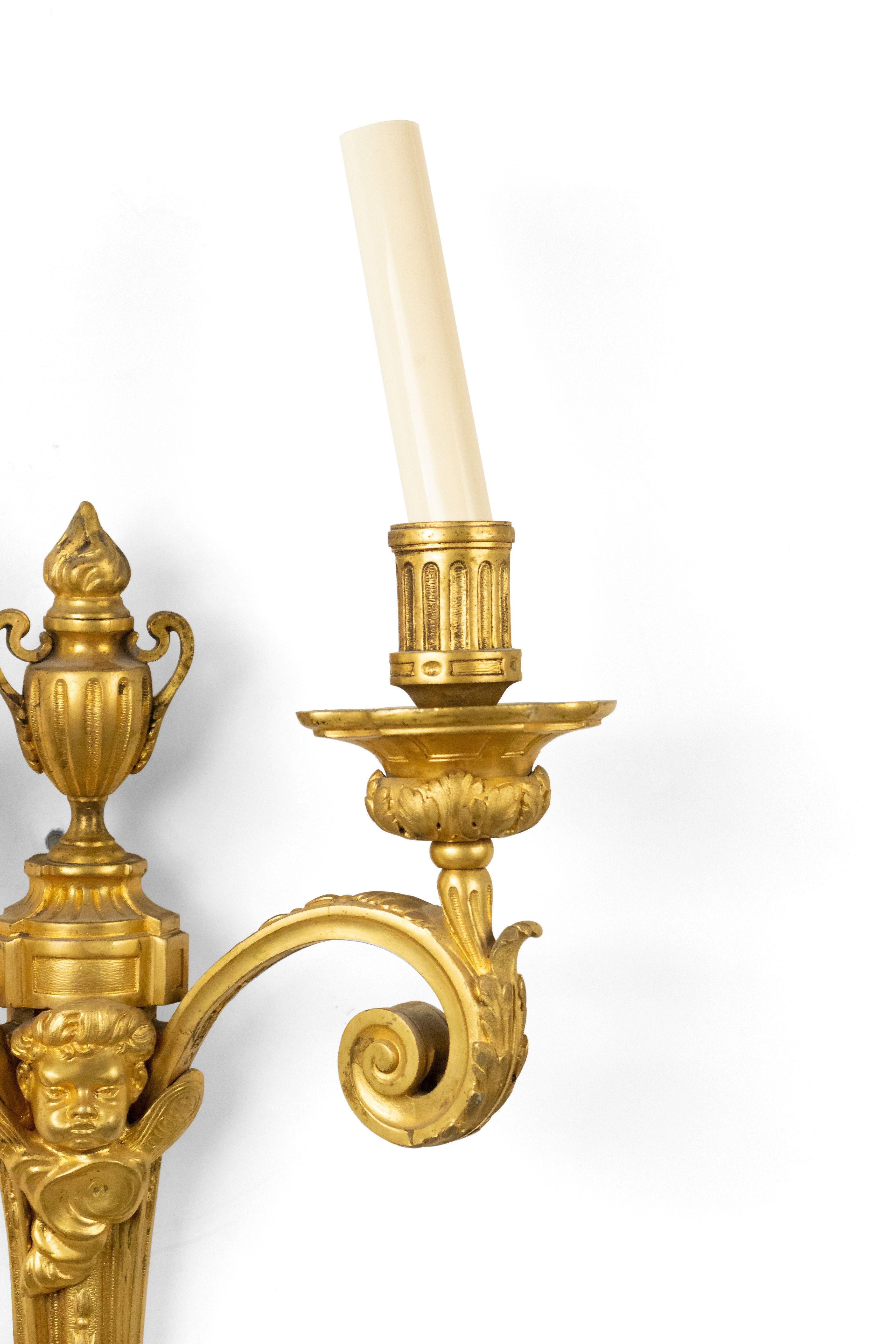 19th Century French Louis XVI Bronze Dore Wall Sconce For Sale