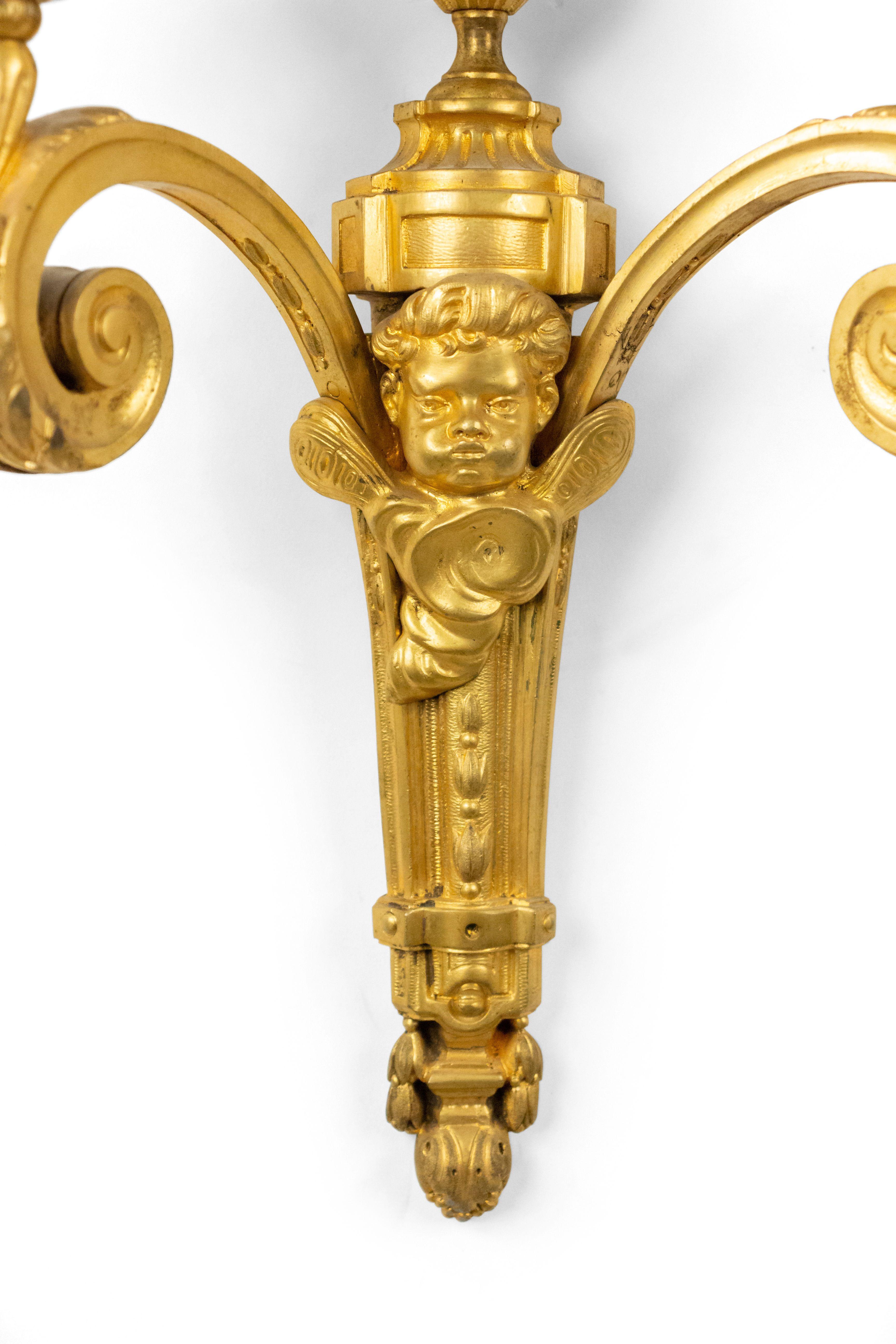 Bronze-Dore Cupid-Wandleuchter im Louis-XVI.-Stil (19. Jahrhundert) im Angebot