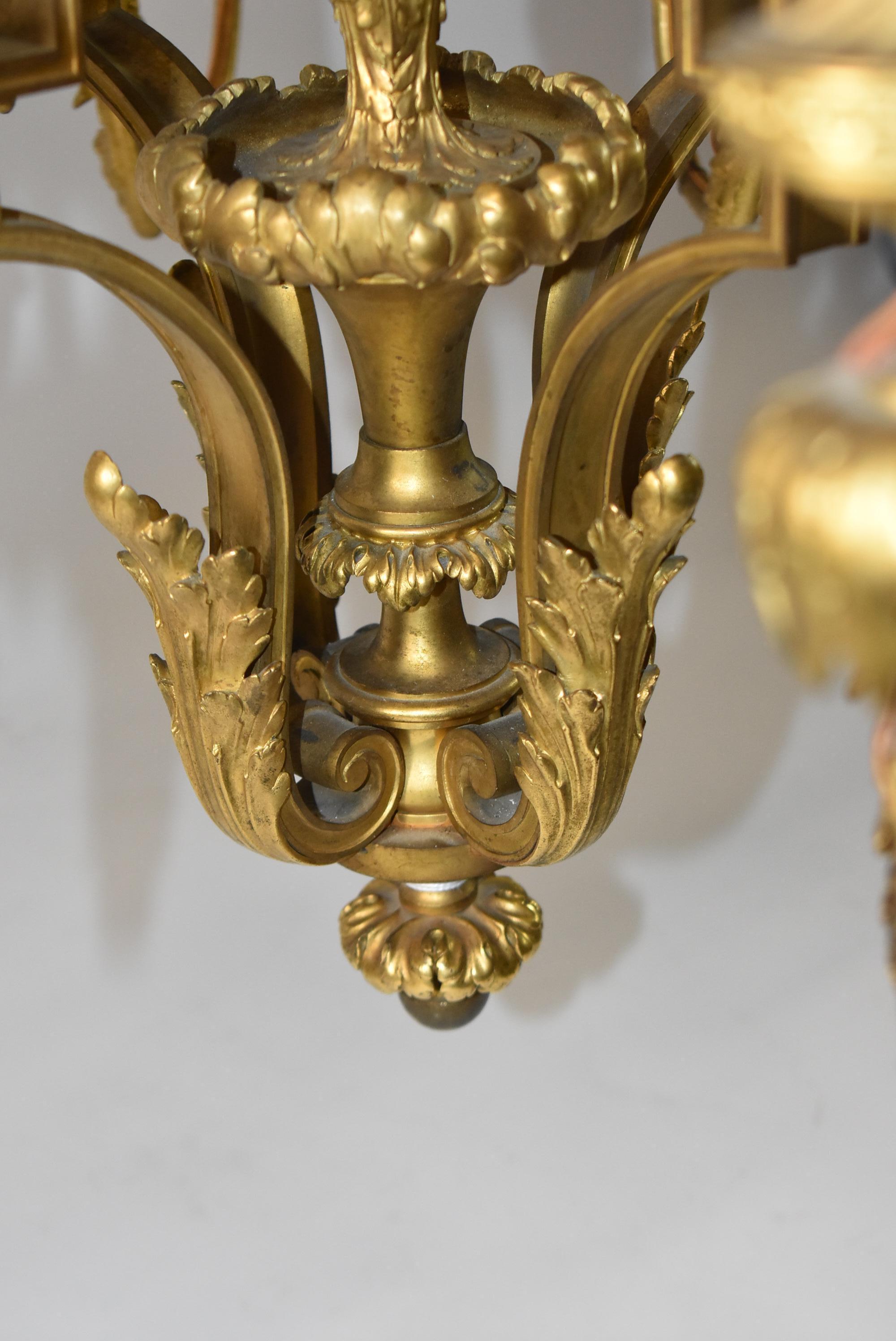 French Louis XVI Bronze Ormolu Four Arm 20 Light Chandelier For Sale 1