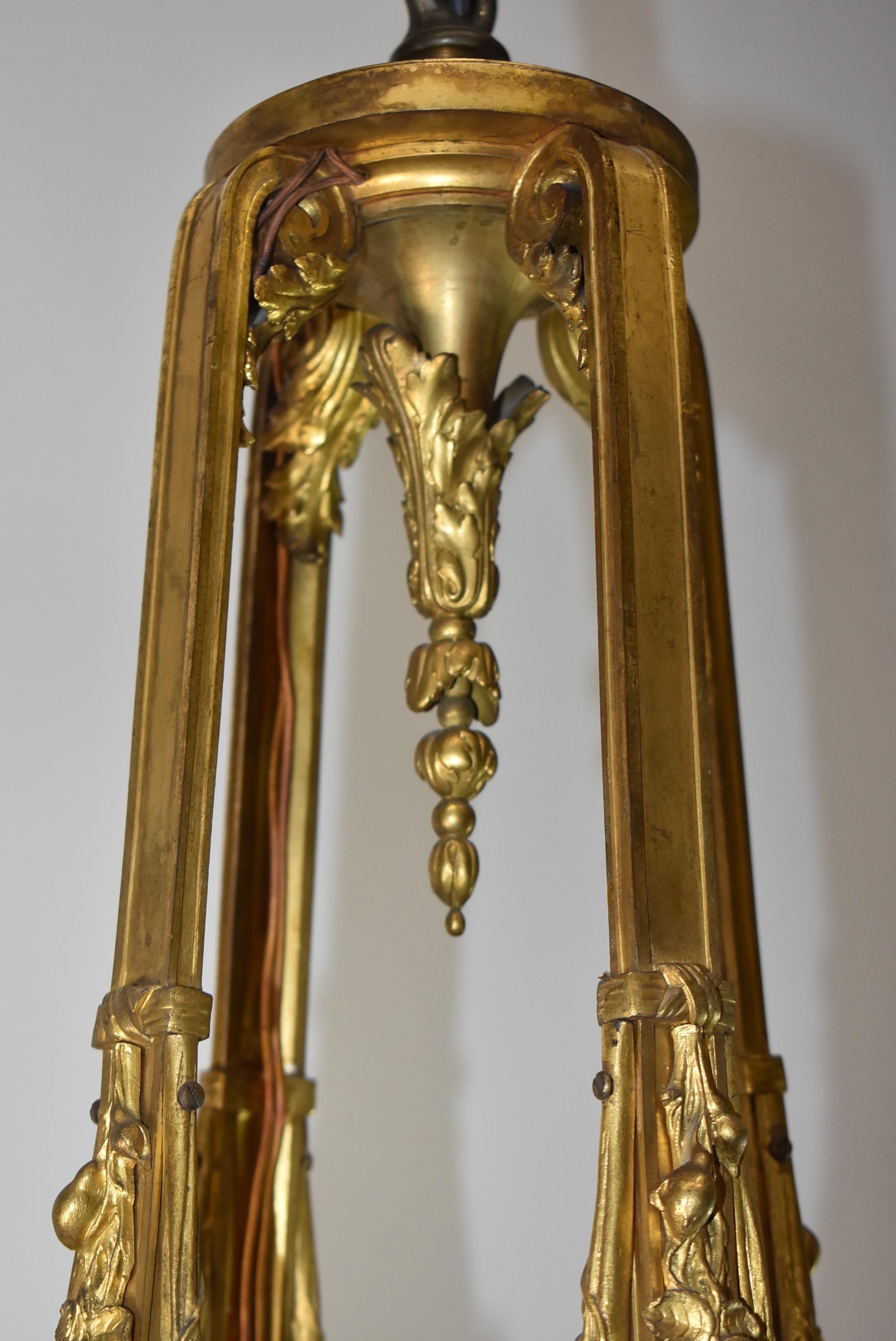 French Louis XVI Bronze Ormolu Four Arm 20 Light Chandelier For Sale 2