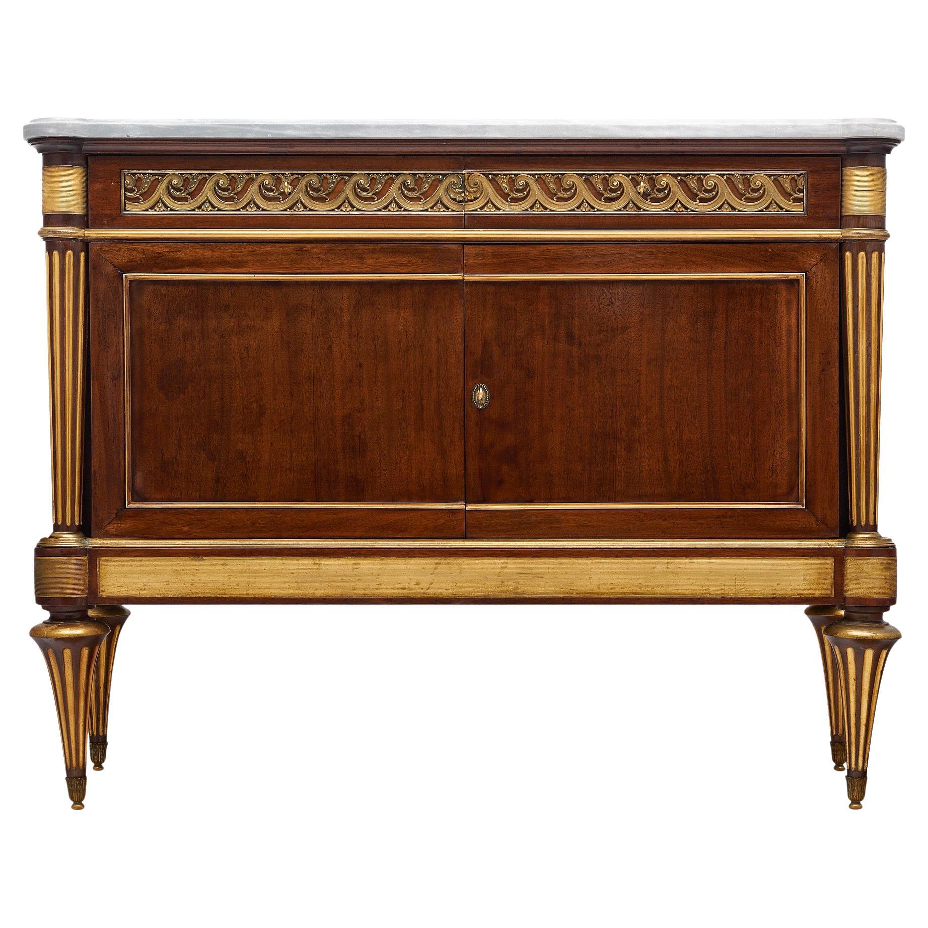Buffet francese Luigi XVI a L'Etrusque, mogano e marmo, 1900