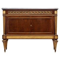 French Louis XVI Buffet à L’Etrusque, Mahogany & Marble, 1900