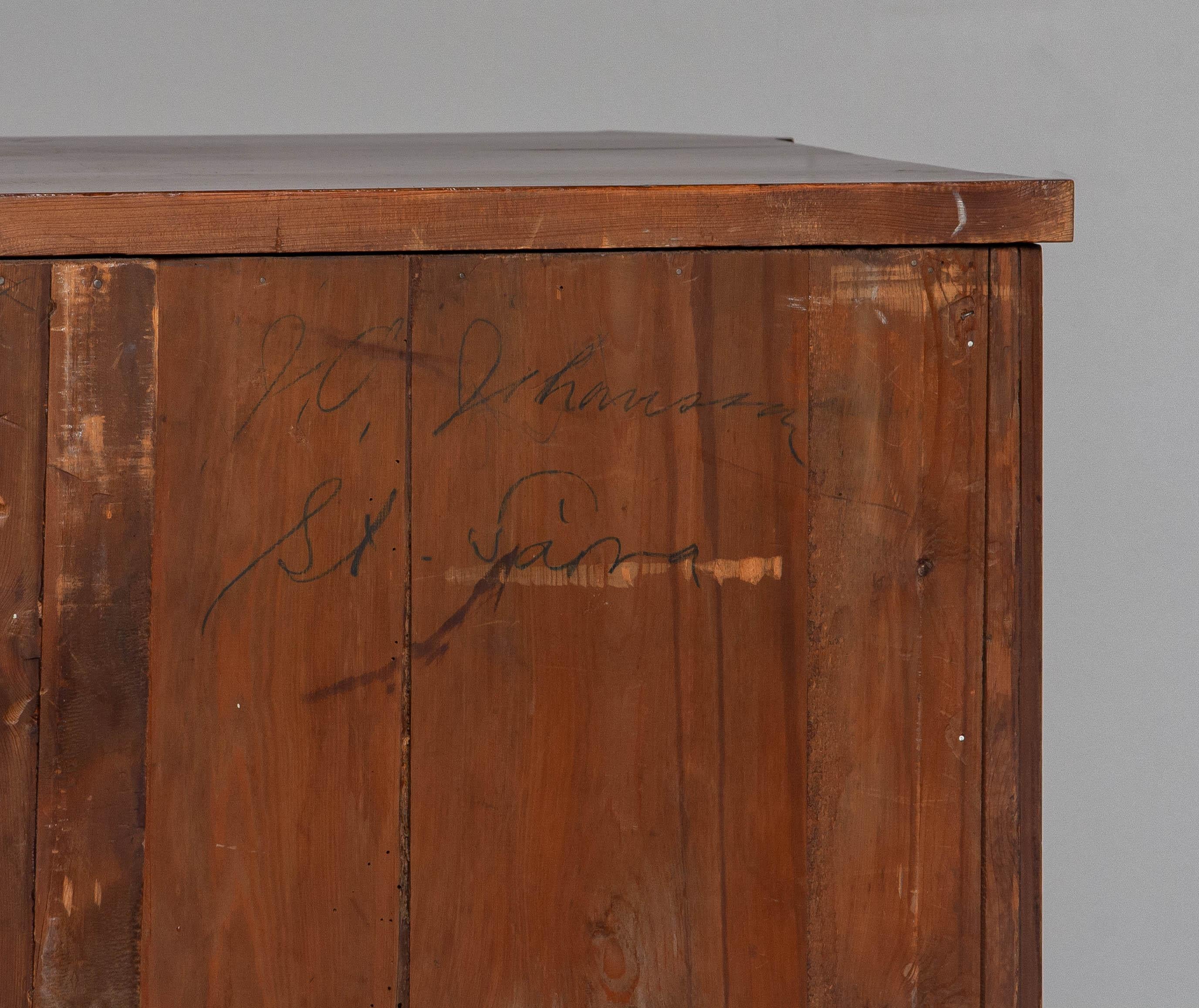 French Louis XVI Cabinet – Mahogany Veneer with Brass Inlays For Sale 7