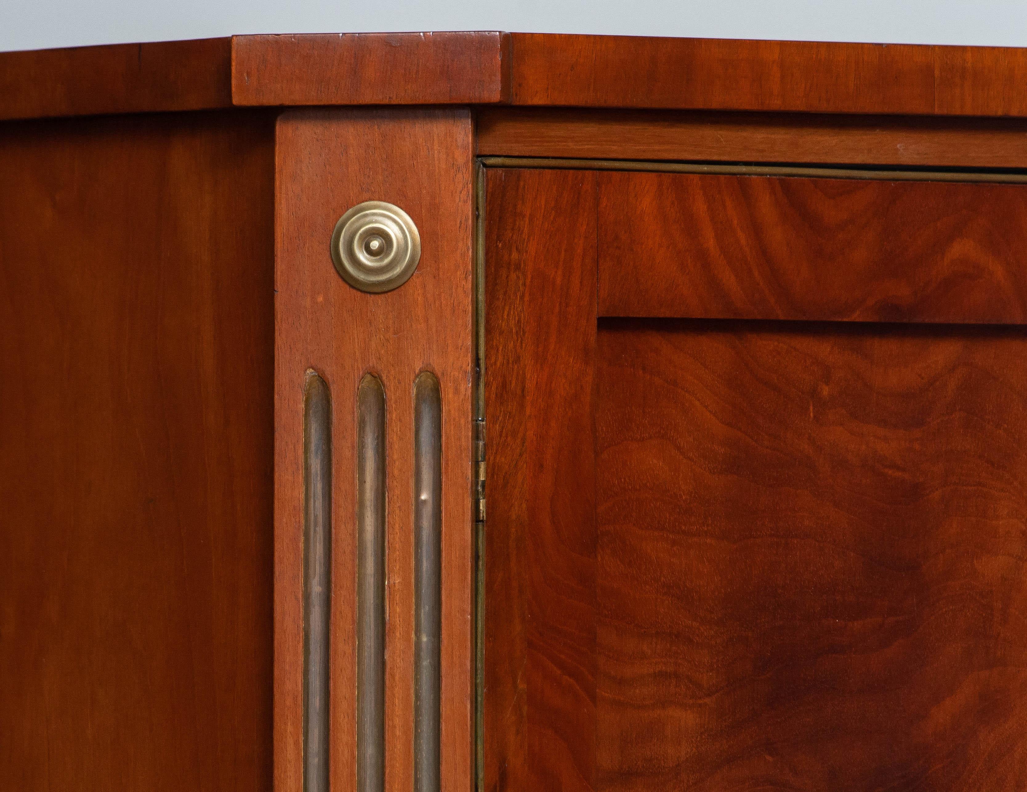 French Louis XVI Cabinet – Mahogany Veneer with Brass Inlays For Sale 10