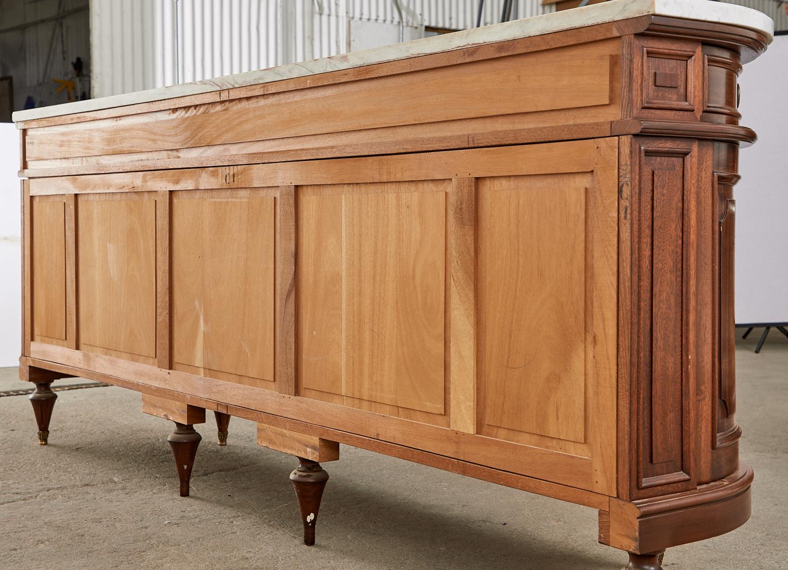 French Louis XVI Cararra Marble Bronze Mounted Mahogany Sideboard 14