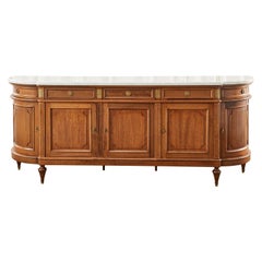 French Louis XVI Cararra Marble Bronze Mounted Mahogany Sideboard
