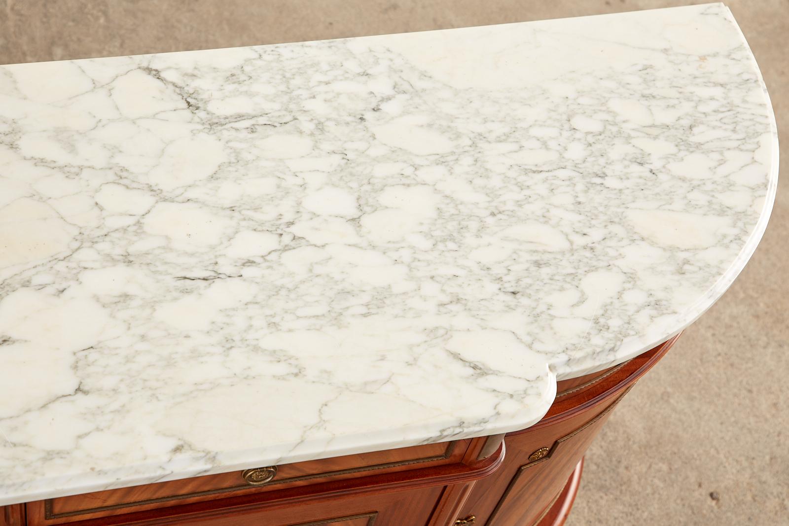 French Louis XVI Carrara Marble Top Flame Mahogany Sideboard 6