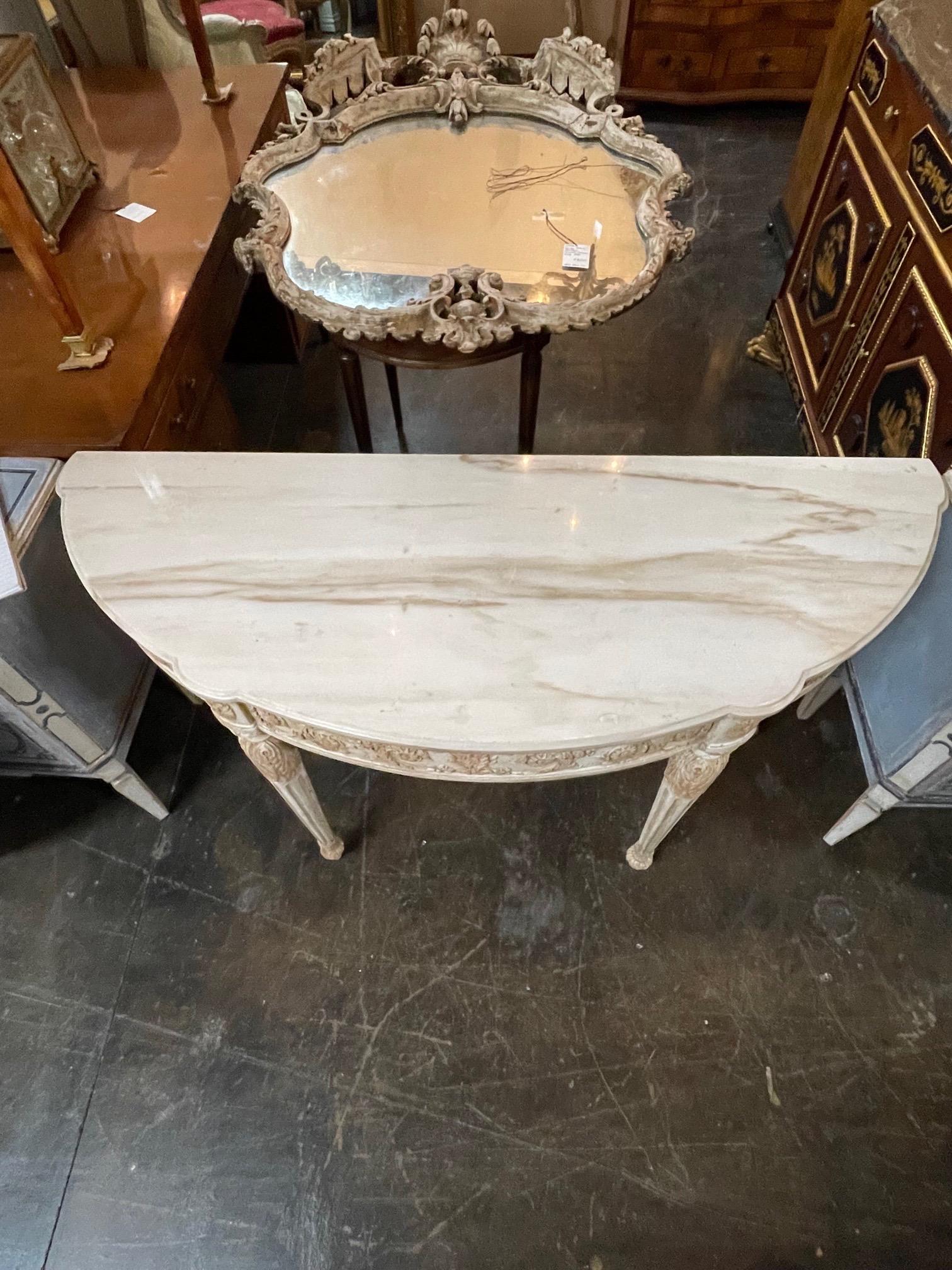 French Louis XVI Carved and Painted Console with Onyx Top In Good Condition In Dallas, TX