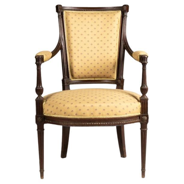 French Louis XVI Carved Armchair, 19th Century