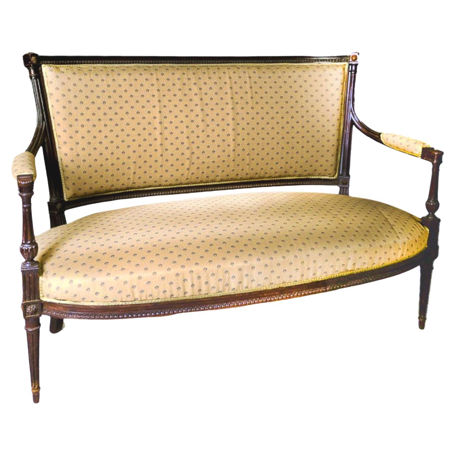 French Louis XVI Carved Canape, 19th Century