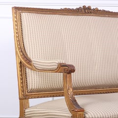 French Louis XVI Style Carved and Gilt Settee