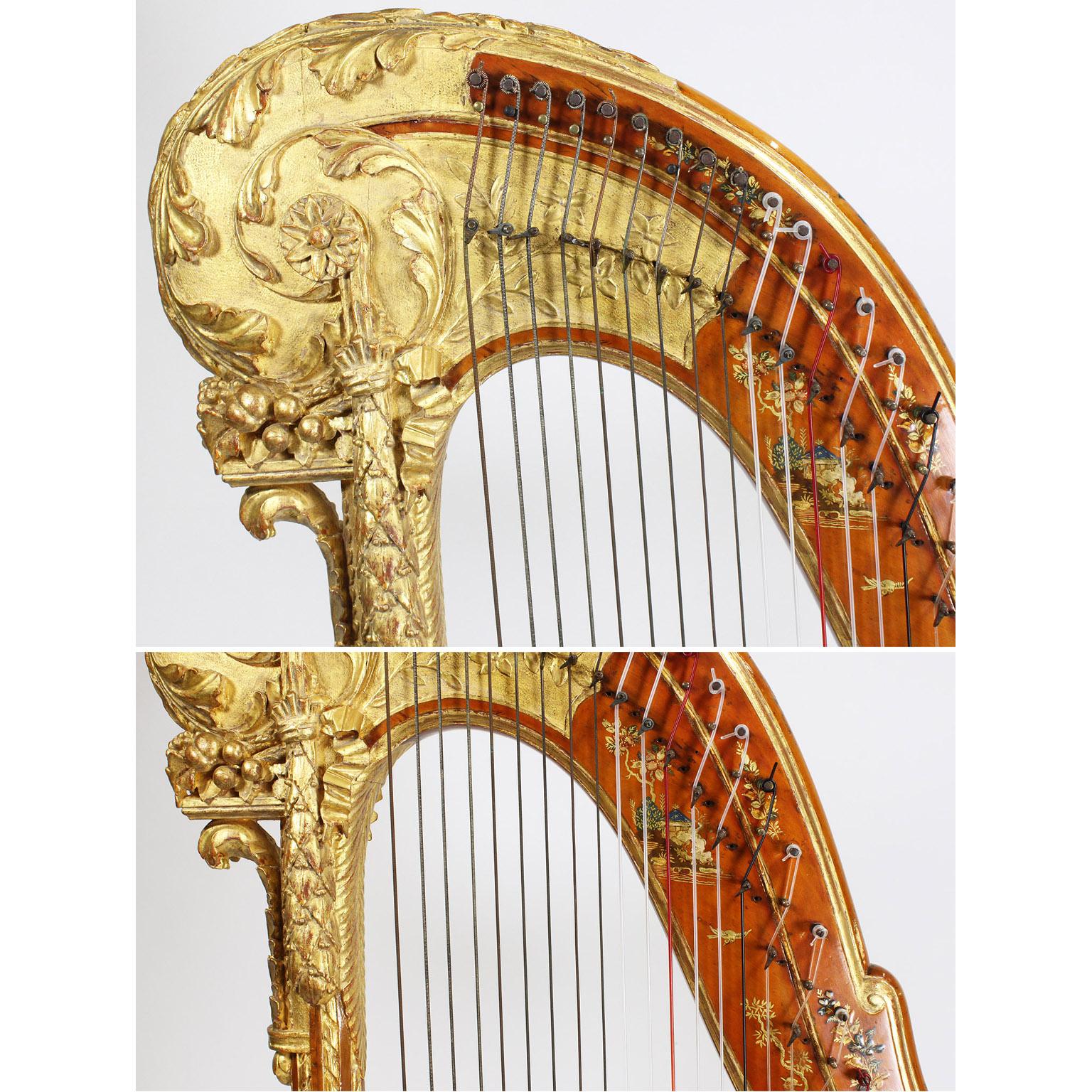 French Louis XVI Carved Gilt & Vernis Martin Harp by Jean-Henri Naderman, Paris 3
