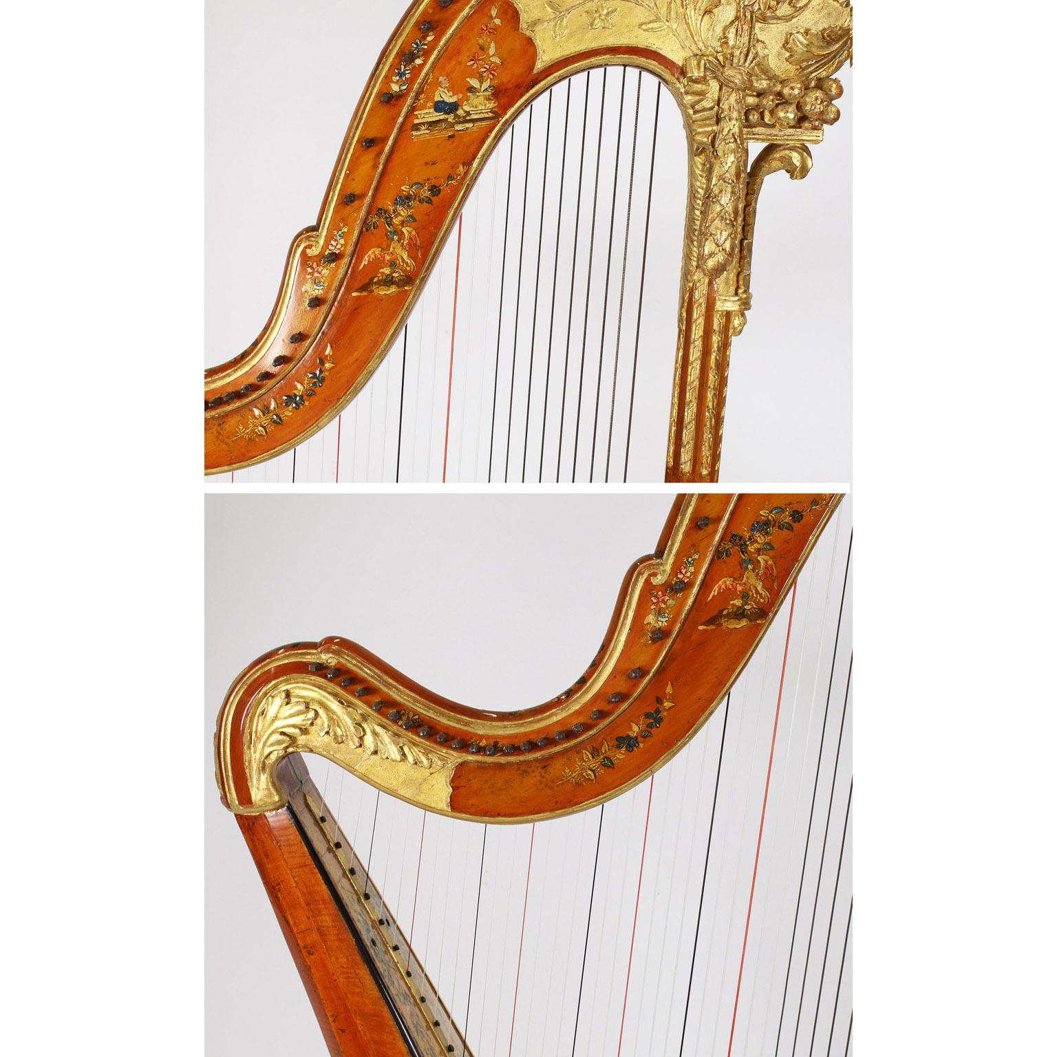 French Louis XVI Carved Gilt & Vernis Martin Harp by Jean-Henri Naderman, Paris 4