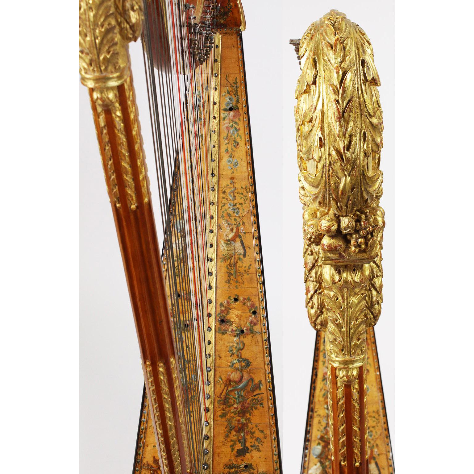 French Louis XVI Carved Gilt & Vernis Martin Harp by Jean-Henri Naderman, Paris 5