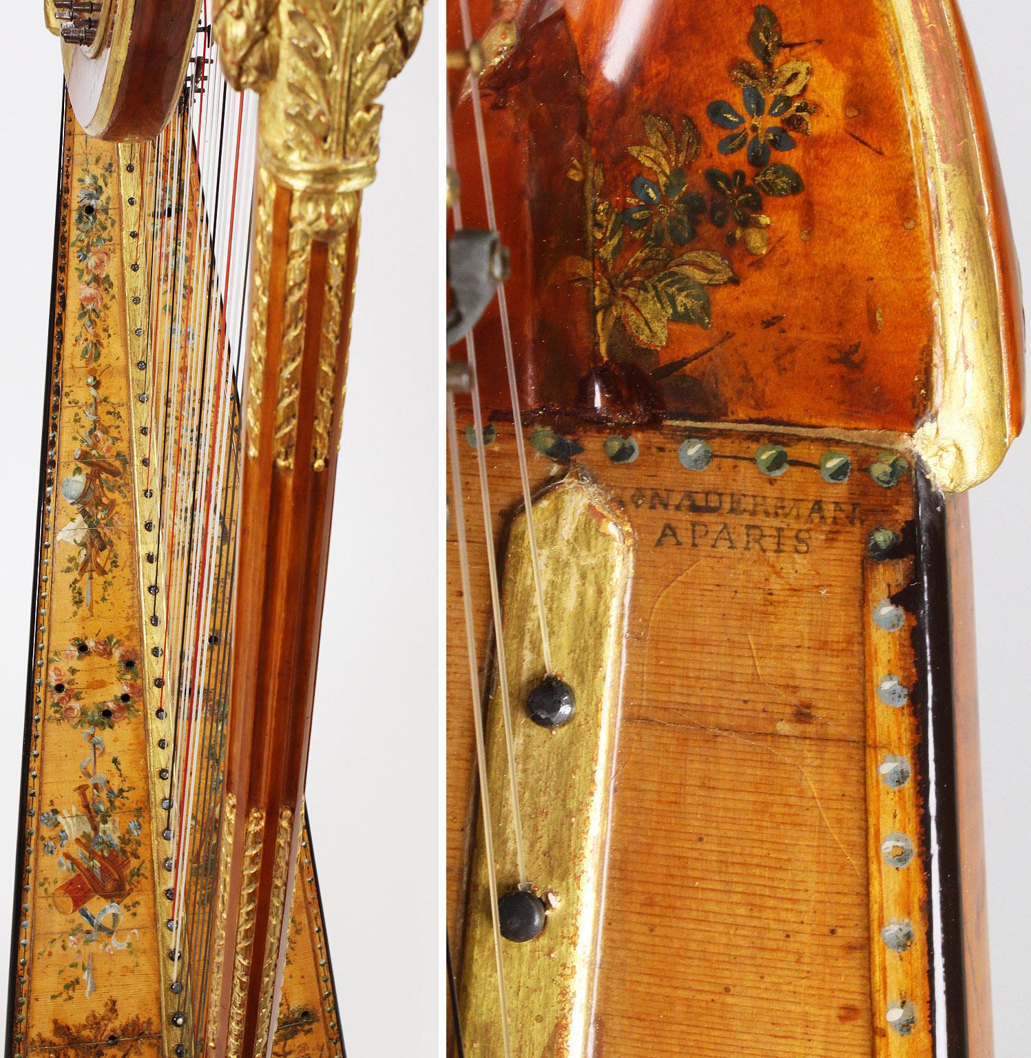 French Louis XVI Carved Gilt & Vernis Martin Harp by Jean-Henri Naderman, Paris 6