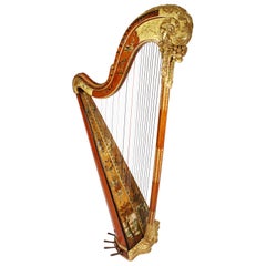 Antique French Louis XVI Carved Gilt & Vernis Martin Harp by Jean-Henri Naderman, Paris