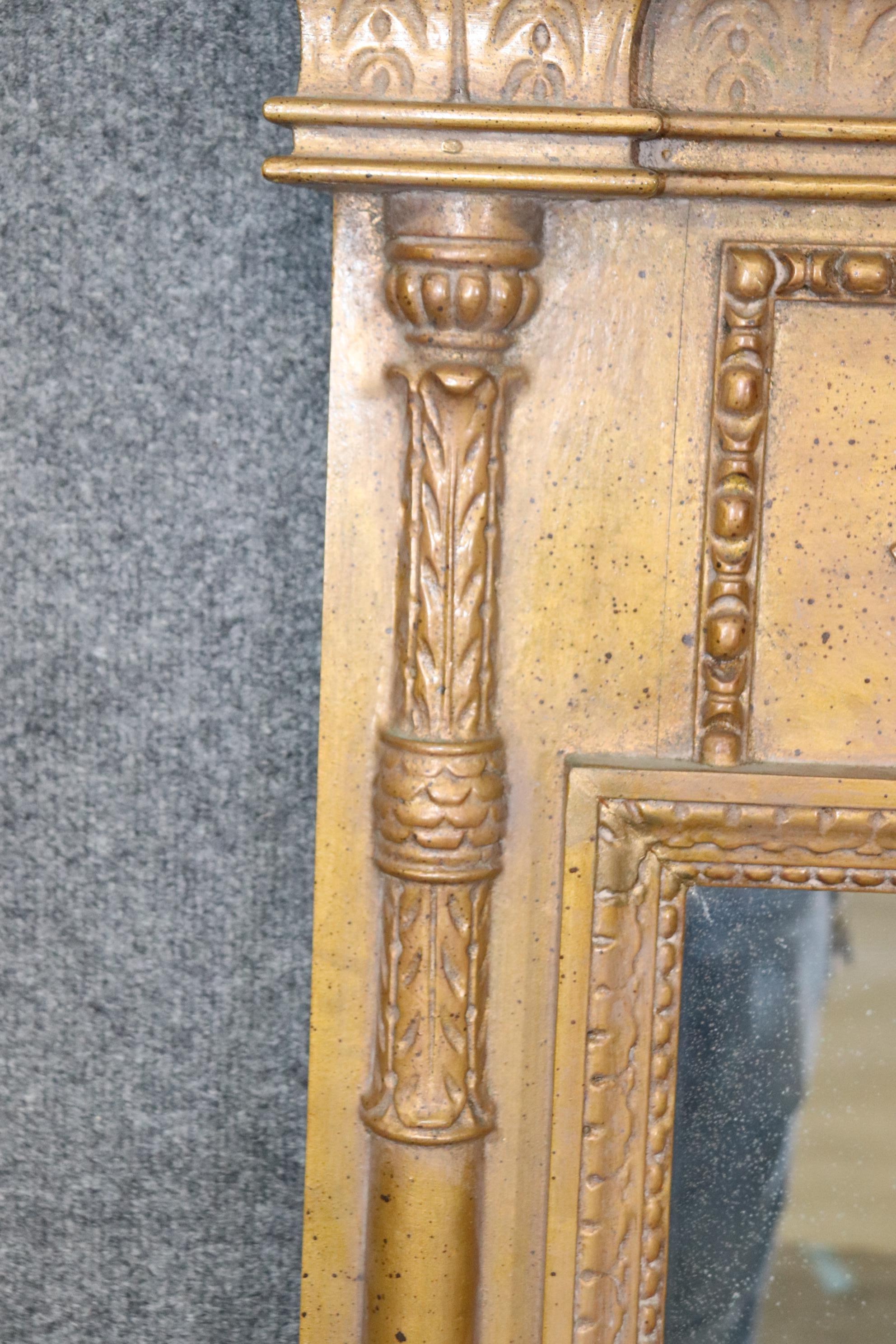 Wood French Louis XVI Carved Gold Gilt Trumeau Mirror For Sale