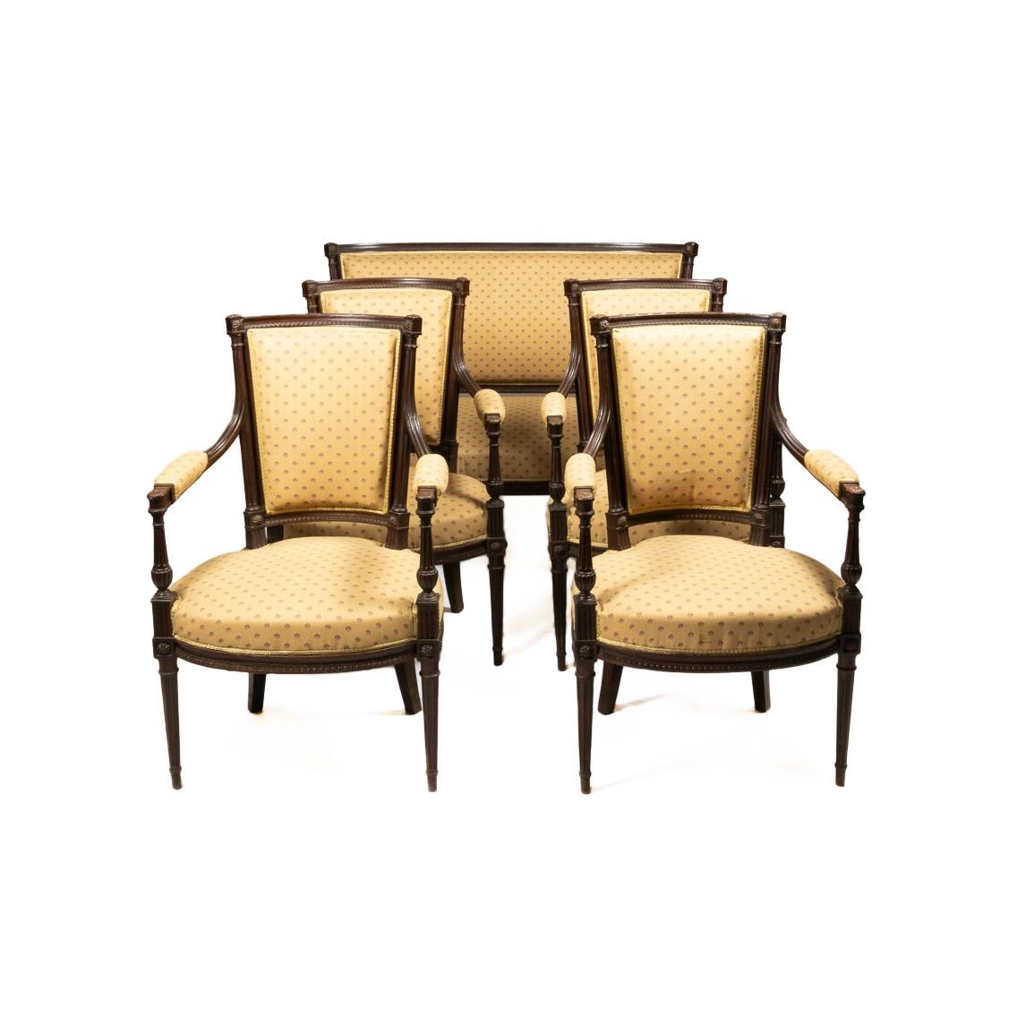 French Louis XVI Carved Living Room Set, 19th Century For Sale 10