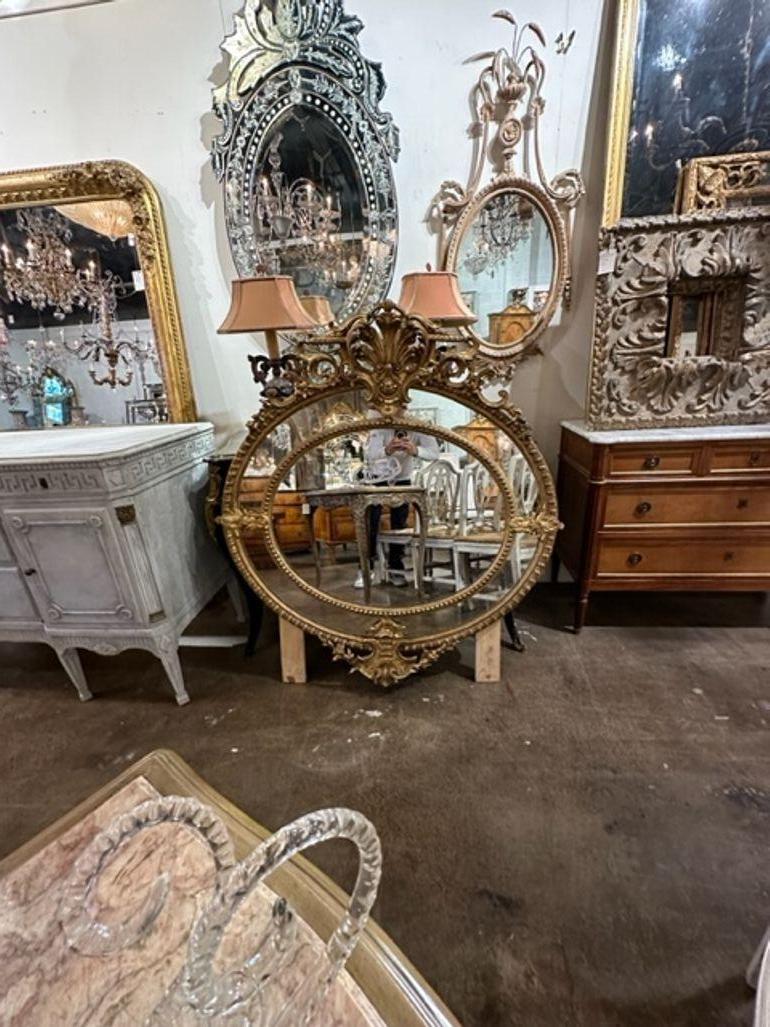 French Louis XVI Carved Oval Mirror In Good Condition For Sale In Dallas, TX