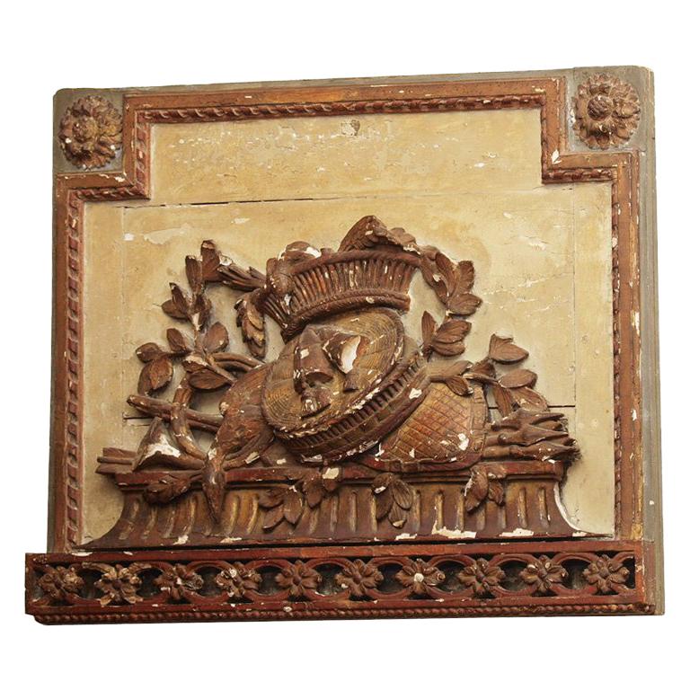 FRENCH LOUIS XVI CARVED WOOD OVERDOOR For Sale
