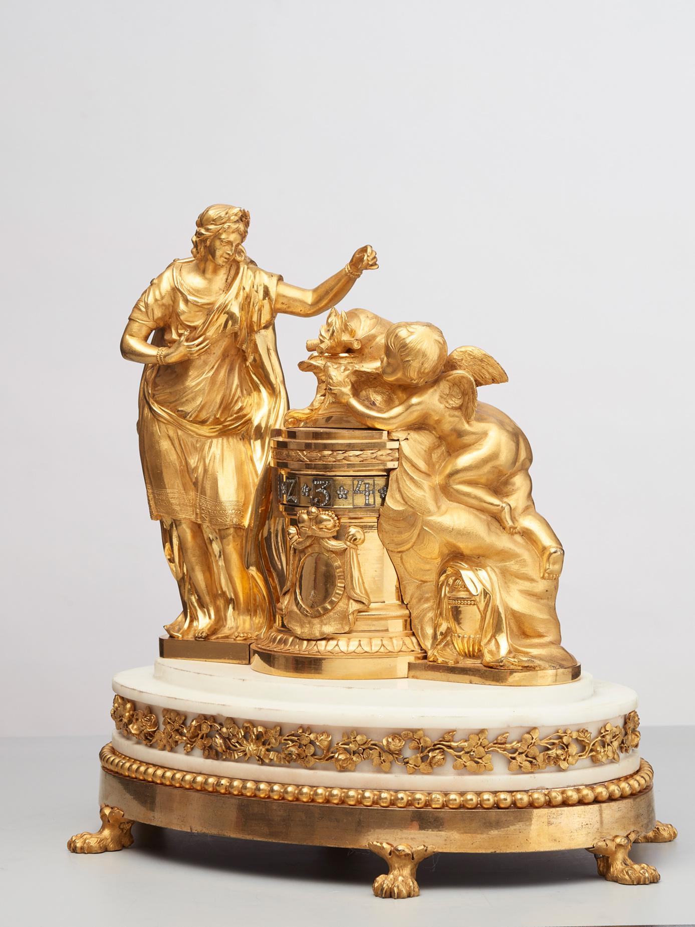 Bronze Horloge française Louis XVI « cercle à tournant »  en vente