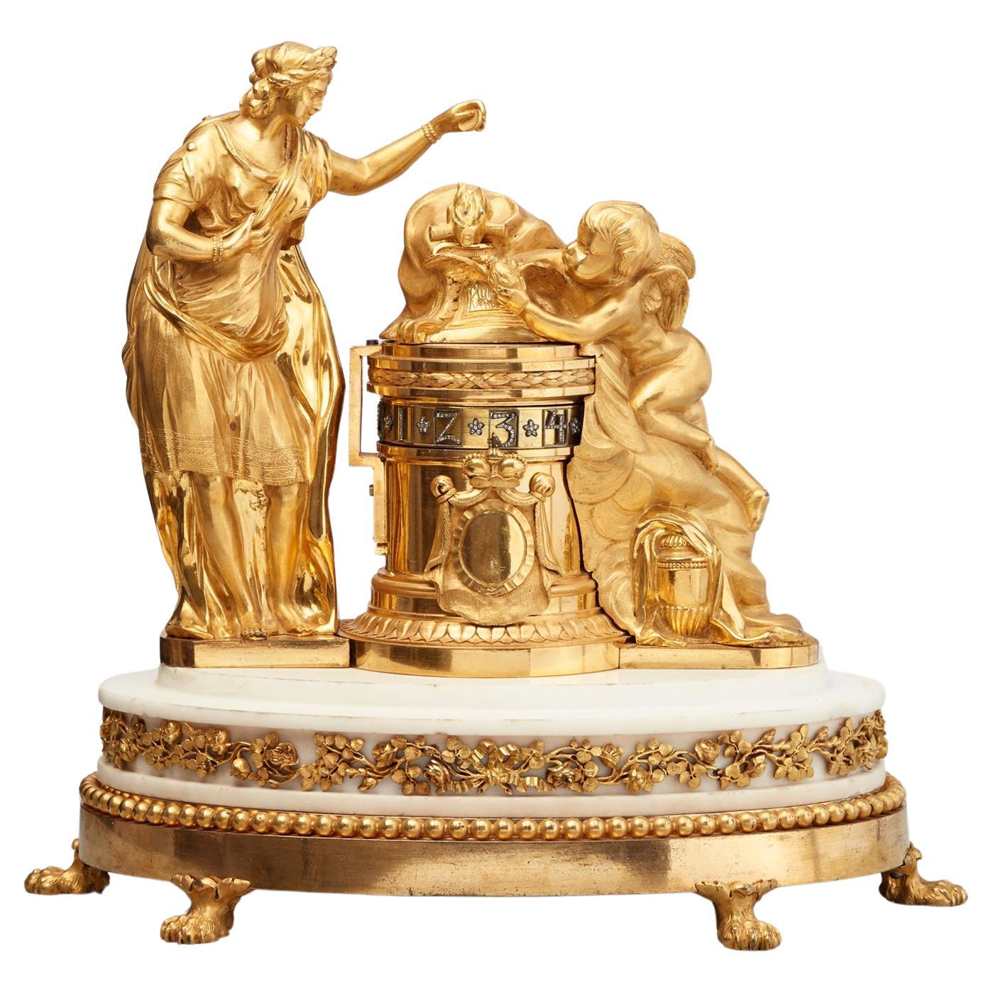 French Louis XVI 'cercle a tournant' clock  For Sale