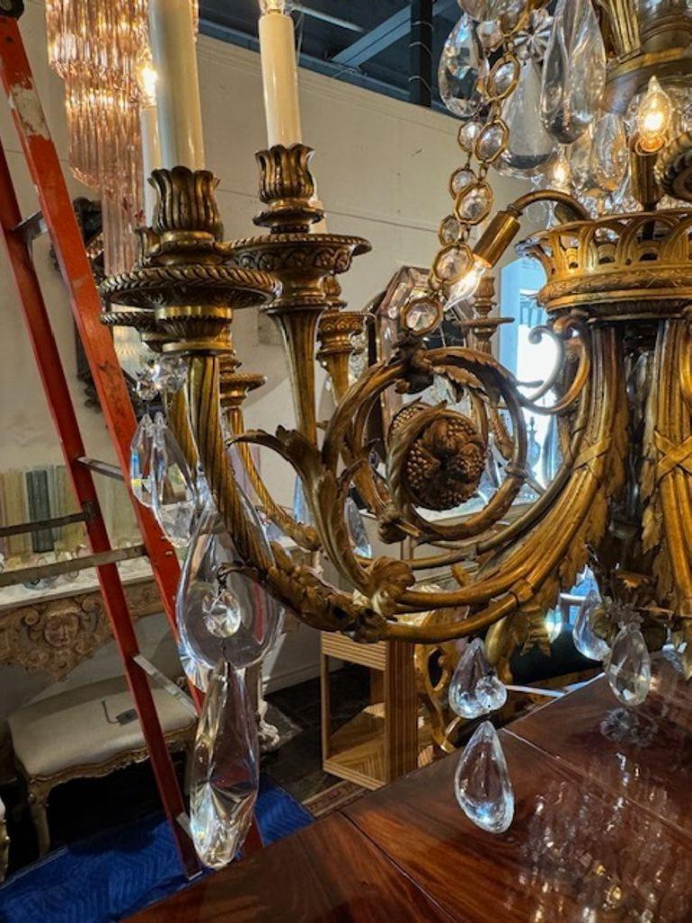 Fine XIX secolo Lampadario francese Luigi XVI attribuito a Baccarat in vendita