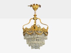 French Louis XVI, Chandelier, Dore Bronze, Crystal, France, 19th Century