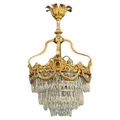 Araña francesa Luis XVI, Bronce Dore, Cristal, Francia, Siglo XIX