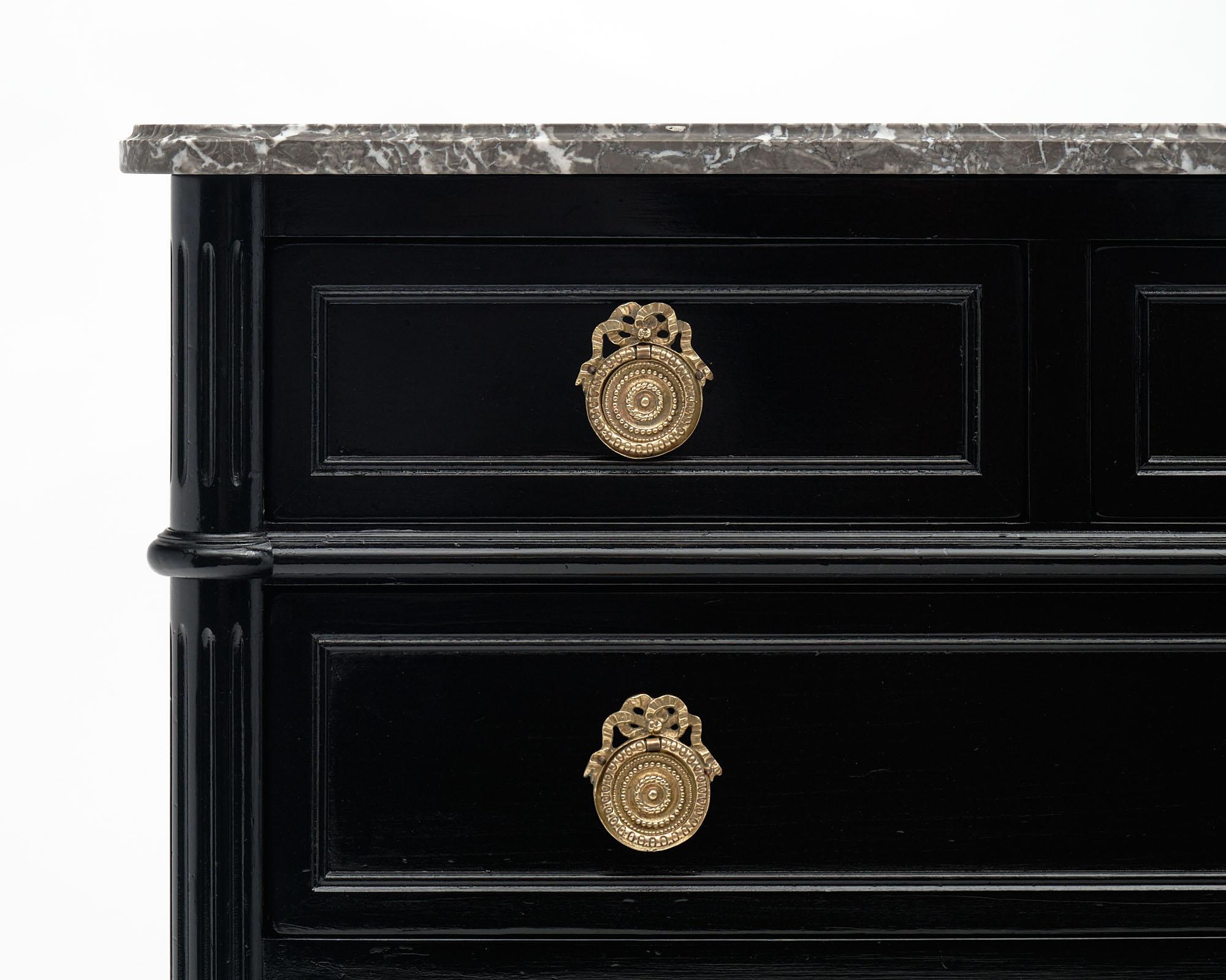 French Louis XVI Chest with Gray Marble Top 1
