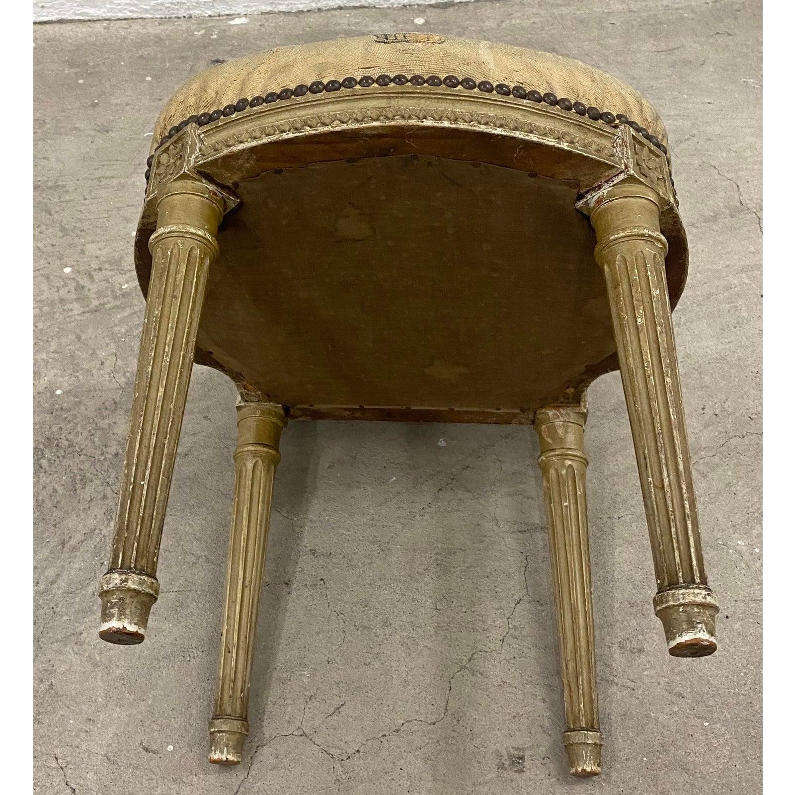 French Louis XVI Child's Chair with Original Aubusson Upholstery, circa 1890 In Fair Condition For Sale In San Francisco, CA