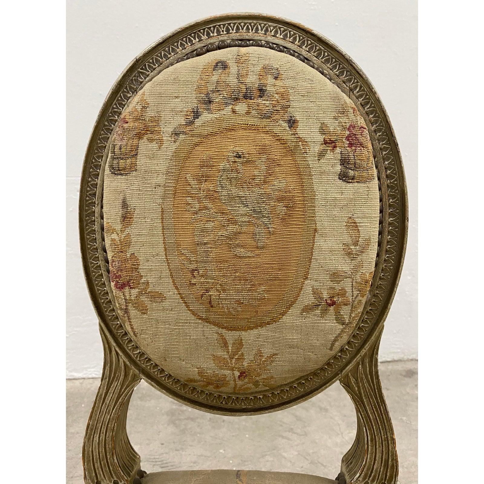 Wood French Louis XVI Child's Chair with Original Aubusson Upholstery, circa 1890 For Sale