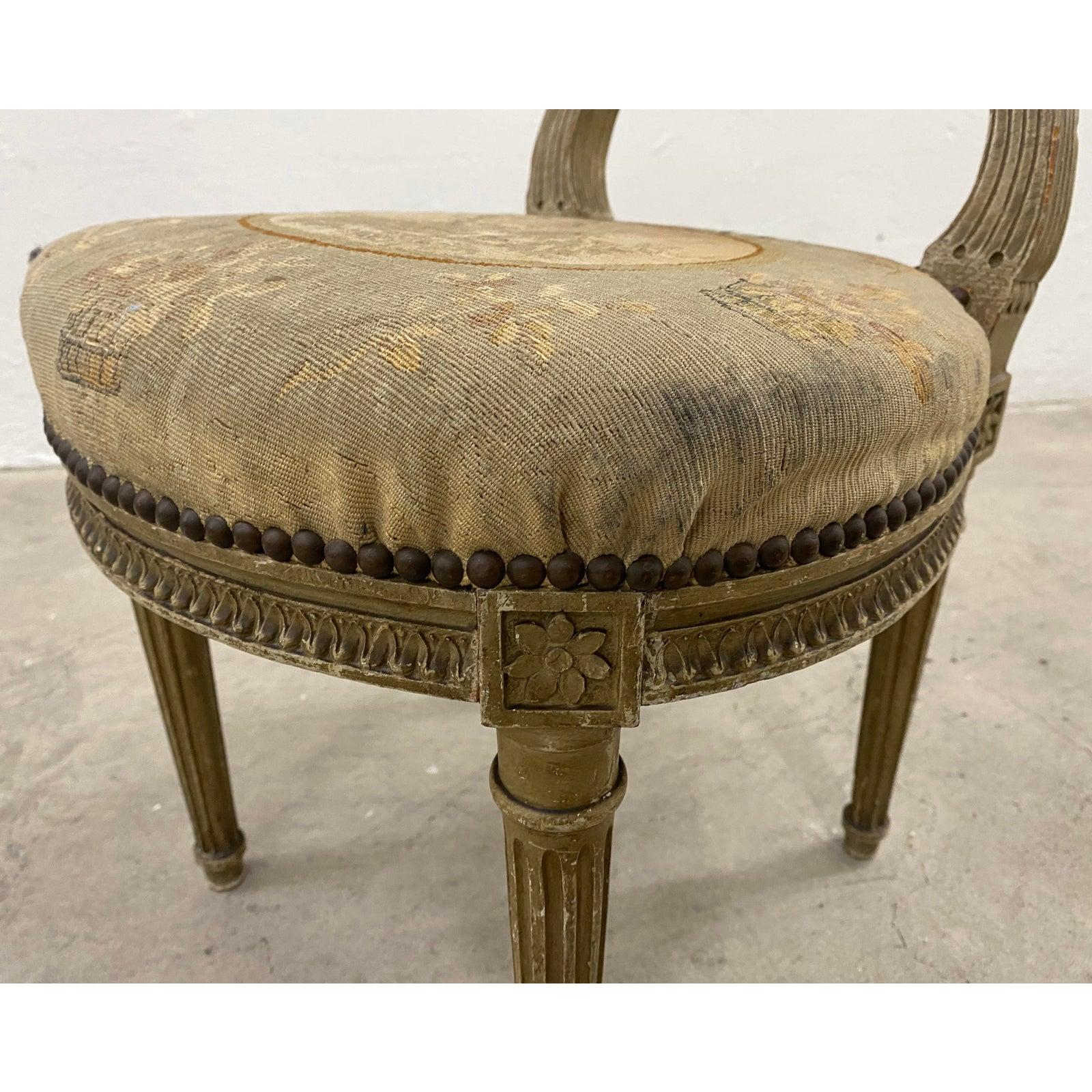 Wood French Louis XVI Child's Chair with Original Aubusson Upholstery, circa 1890 For Sale