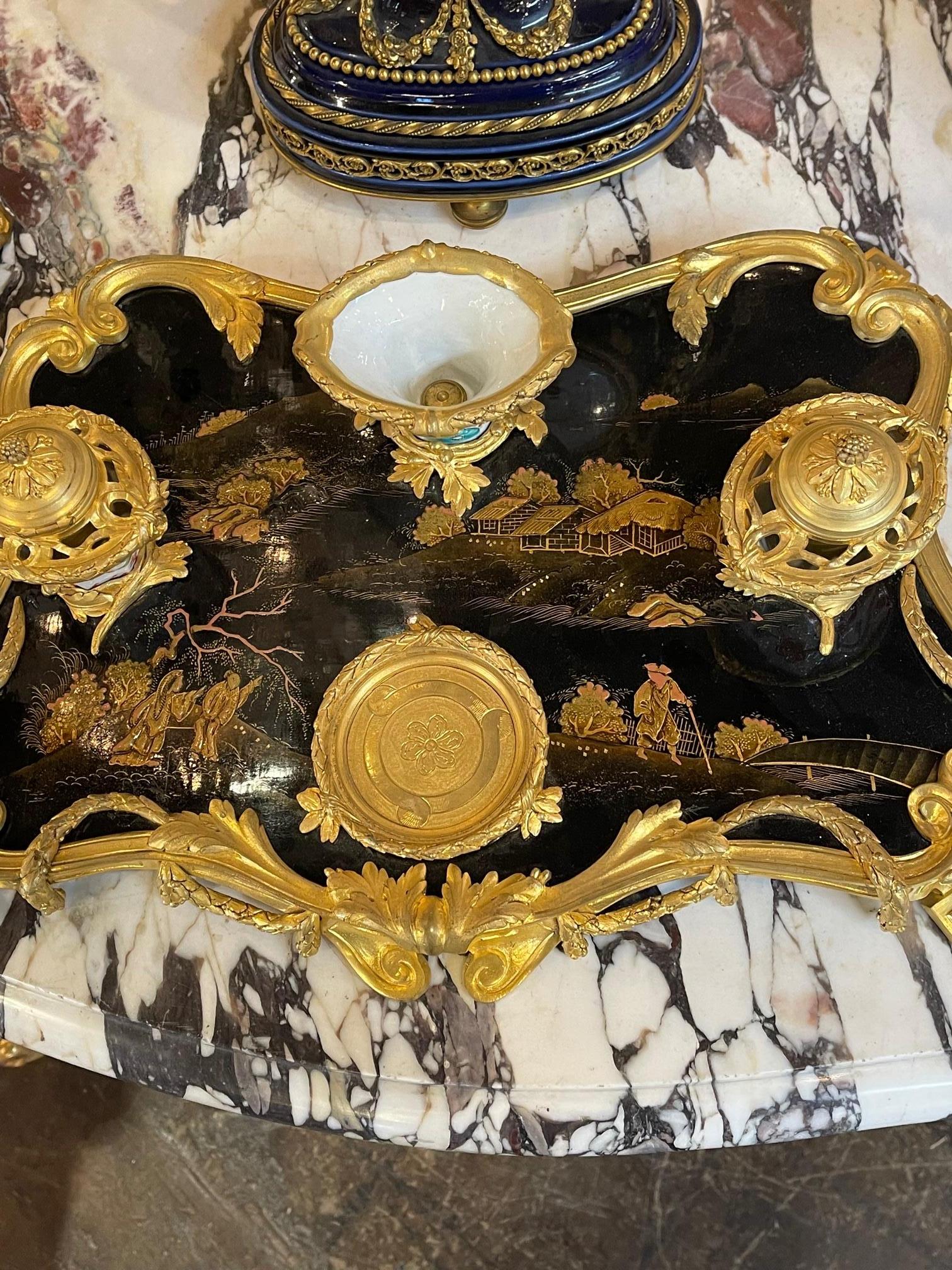 French Louis XVI Chinoiserie Encrier In Excellent Condition In Dallas, TX