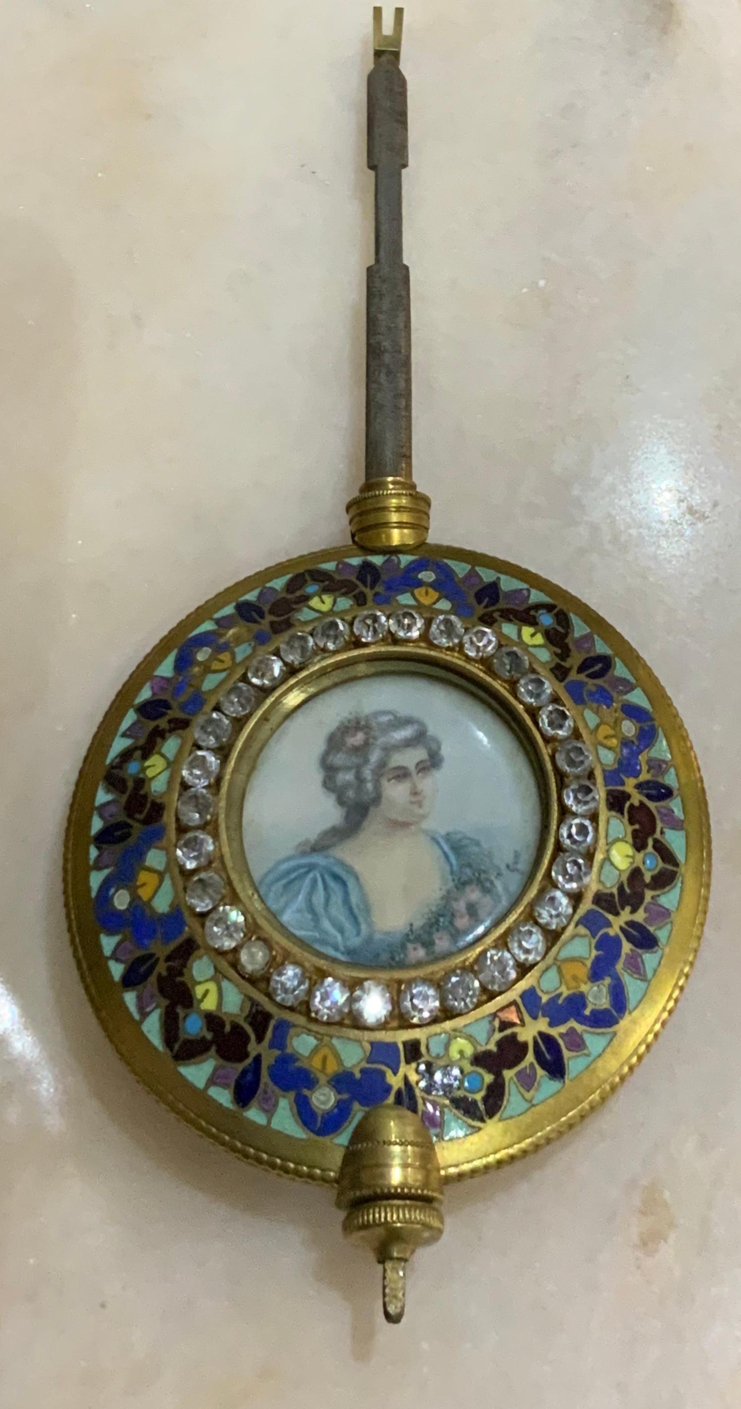 French Louis XVI Cloisonné Bronze Sevres Style Mantel Clock 2