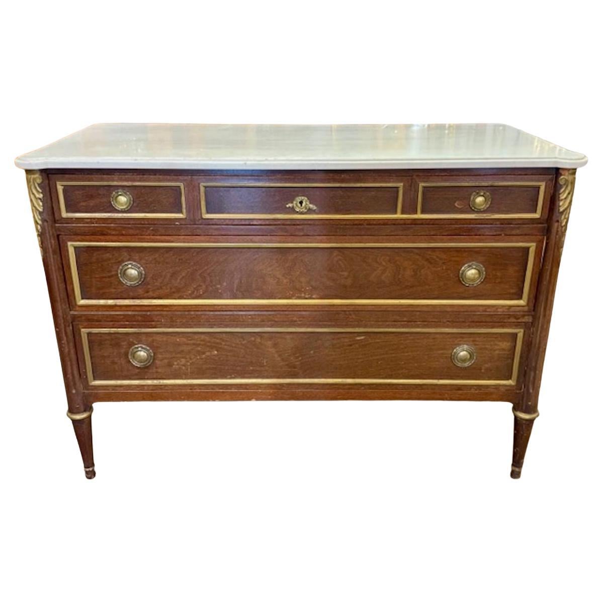 French Louis XVI Commode with Marble Top