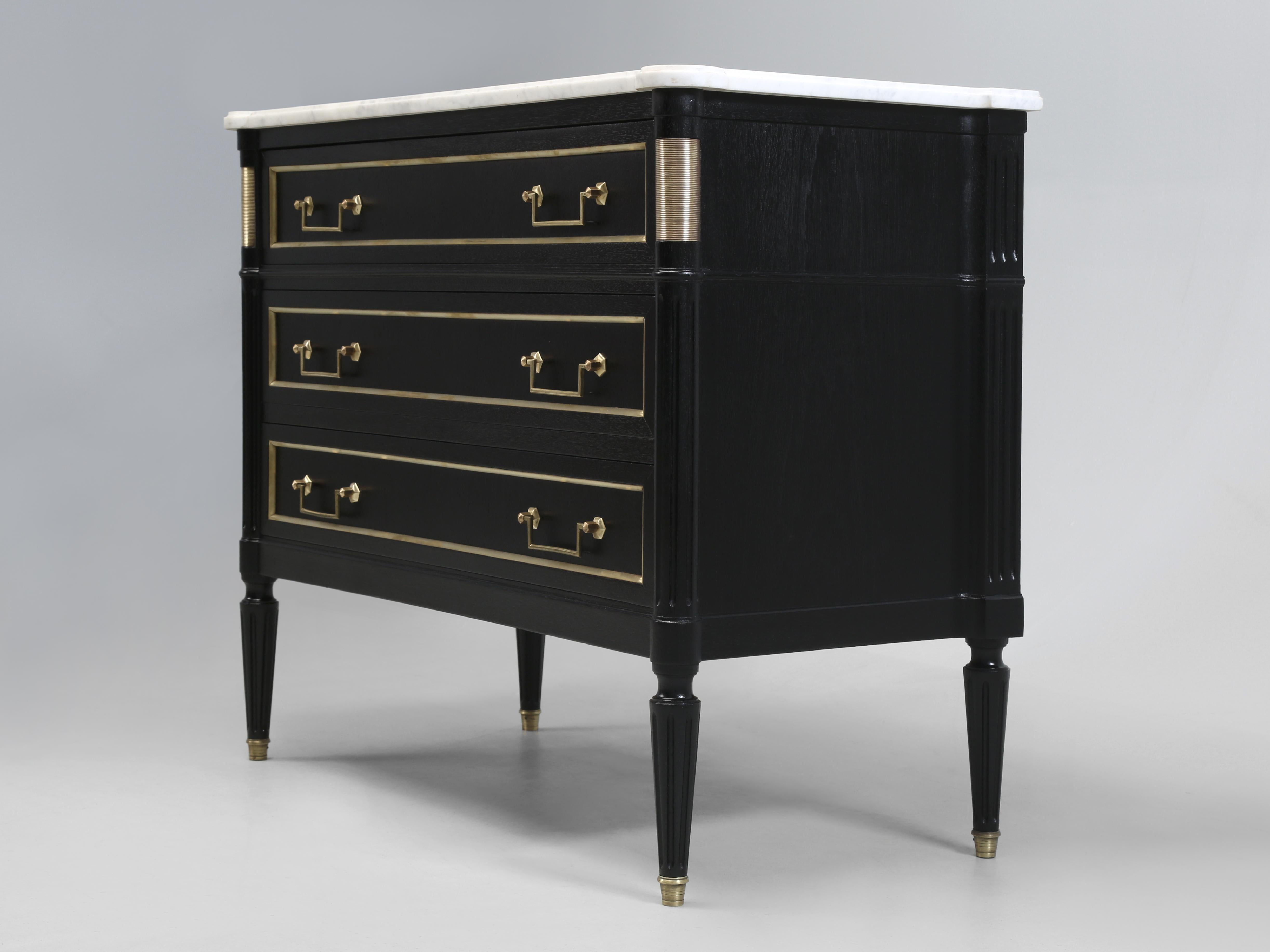 black dresser with marble top