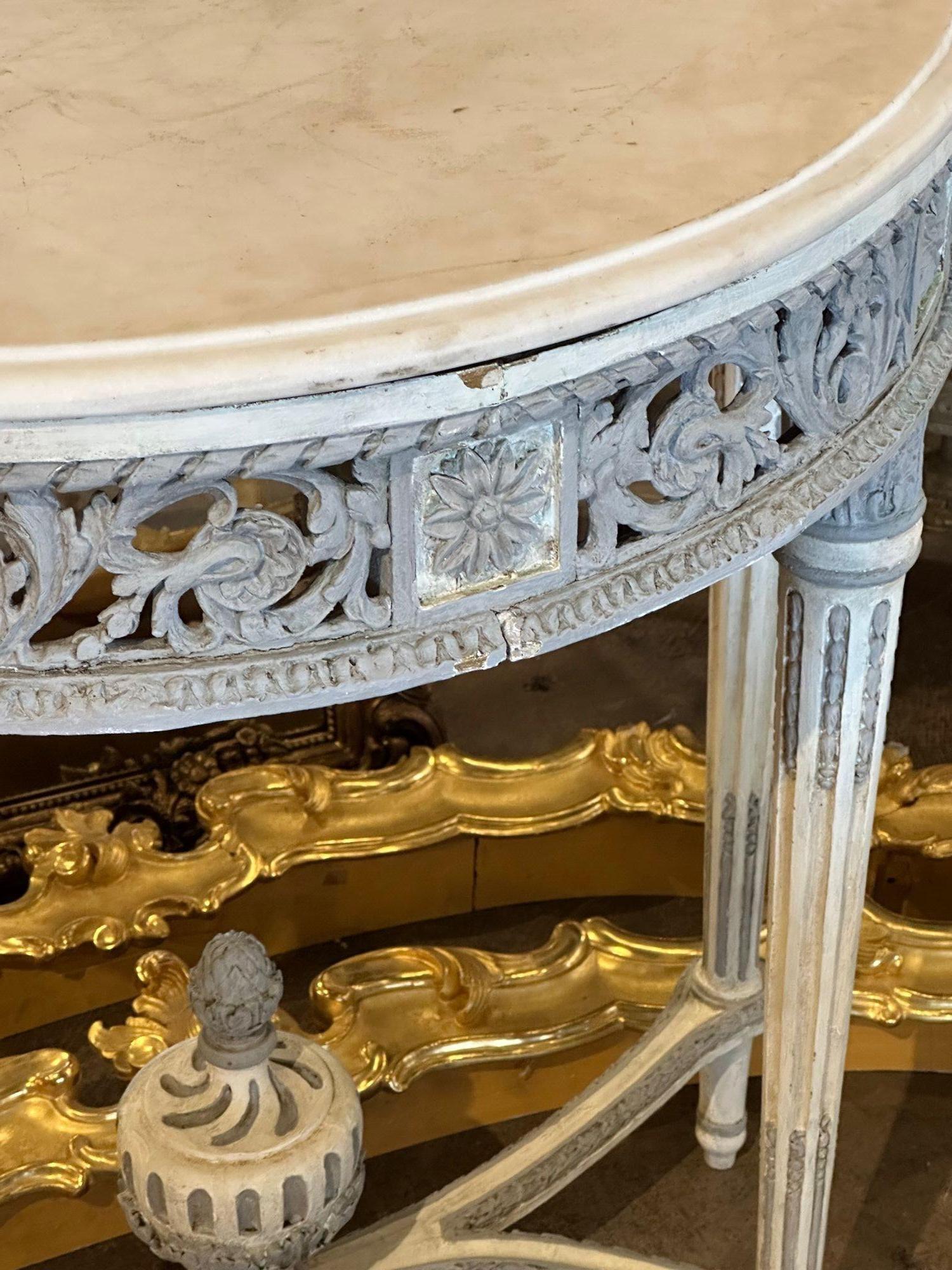 Mid-20th Century French, Louis XVI Demi-Lune Console For Sale