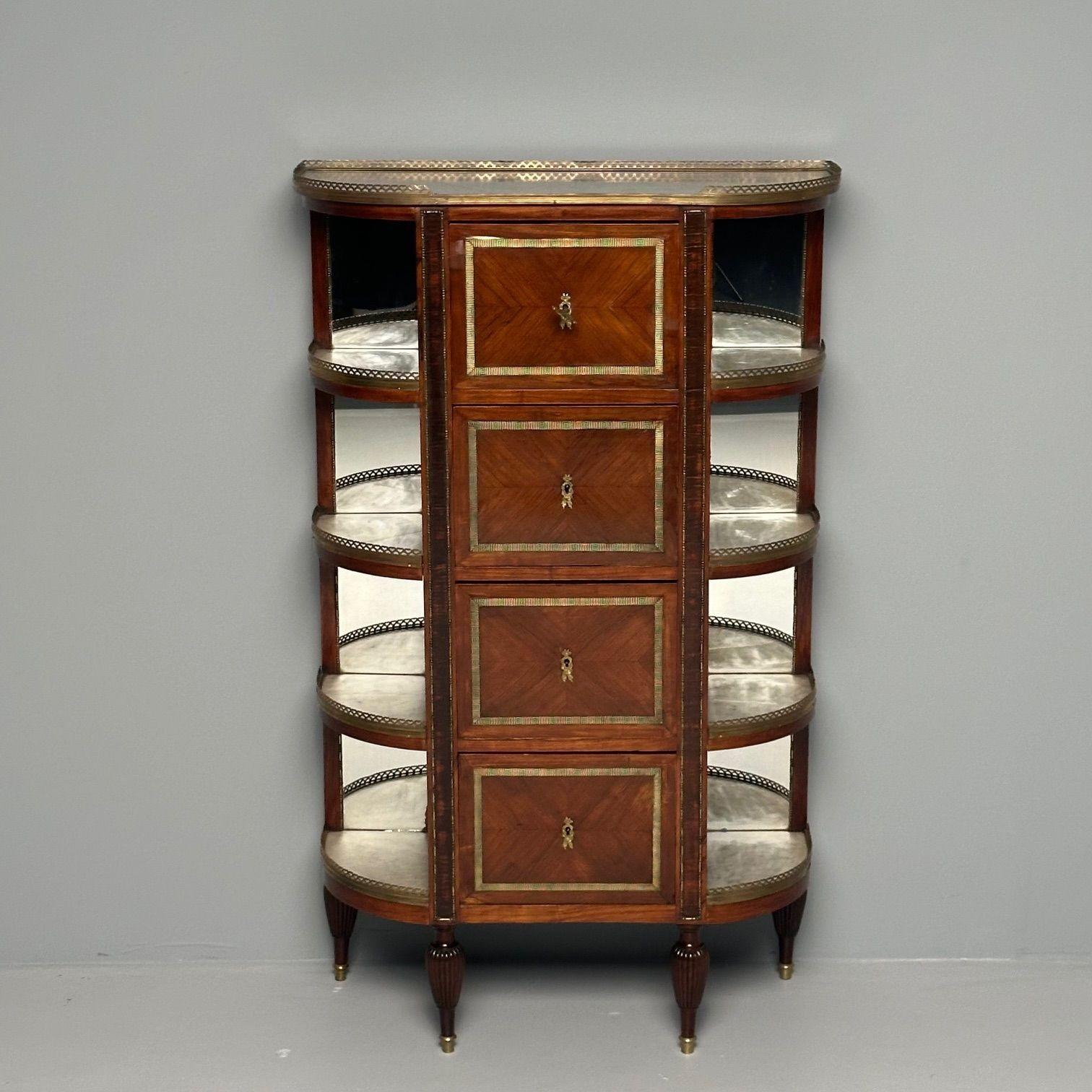 French Louis XVI Demilune Chest of Drawers, Vitrine / Showcase Cabinet In Good Condition For Sale In Stamford, CT