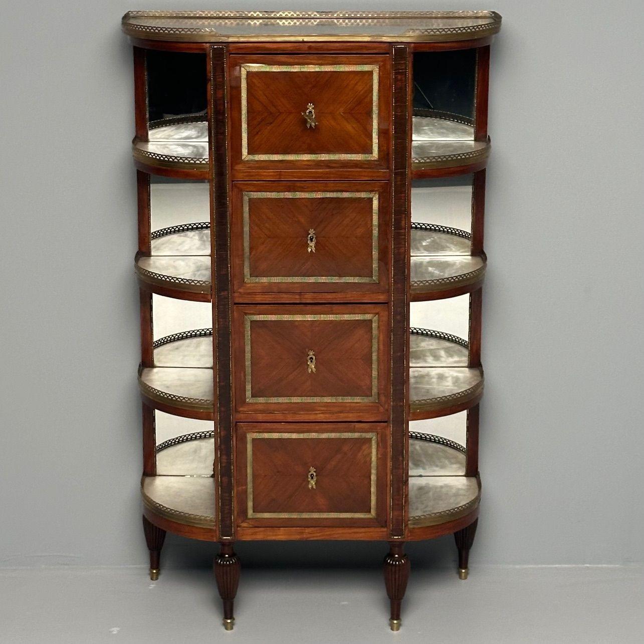 Bronze French Louis XVI Demilune Chest of Drawers, Vitrine / Showcase Cabinet For Sale