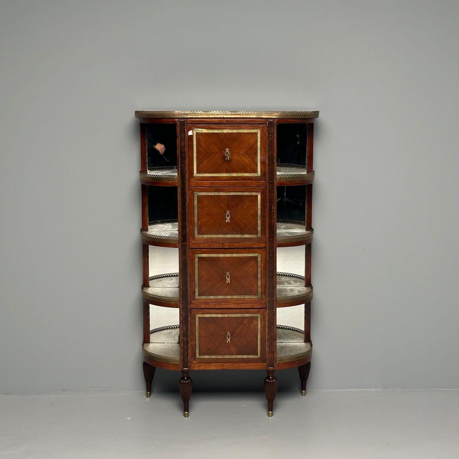 French Louis XVI Demilune Chest of Drawers, Vitrine / Showcase Cabinet For Sale 2
