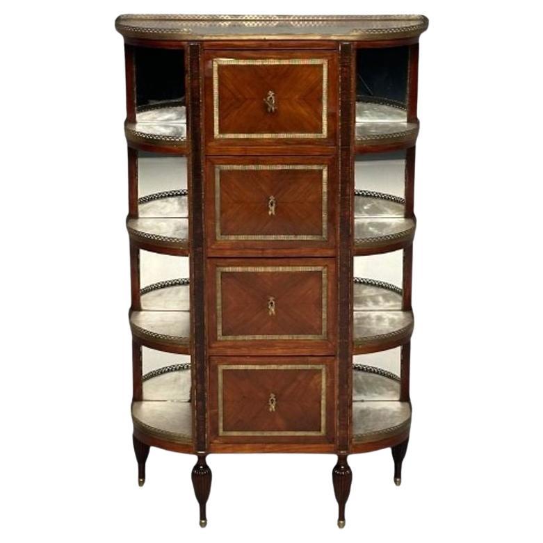 French Louis XVI Demilune Chest of Drawers, Vitrine / Showcase Cabinet For Sale