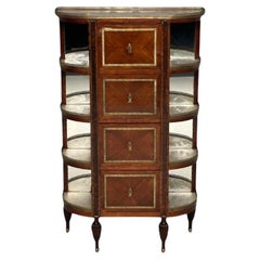 Used French Louis XVI Demilune Chest of Drawers, Vitrine / Showcase Cabinet