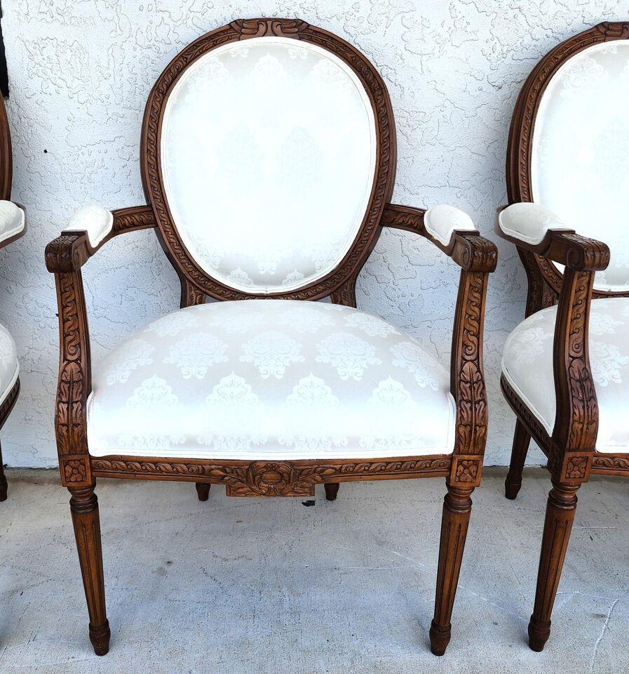 Late 20th Century French Louis XVI Dining Chairs Set of 4 For Sale