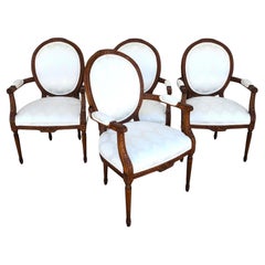 Lot de 4 chaises de salle à manger françaises Louis XVI