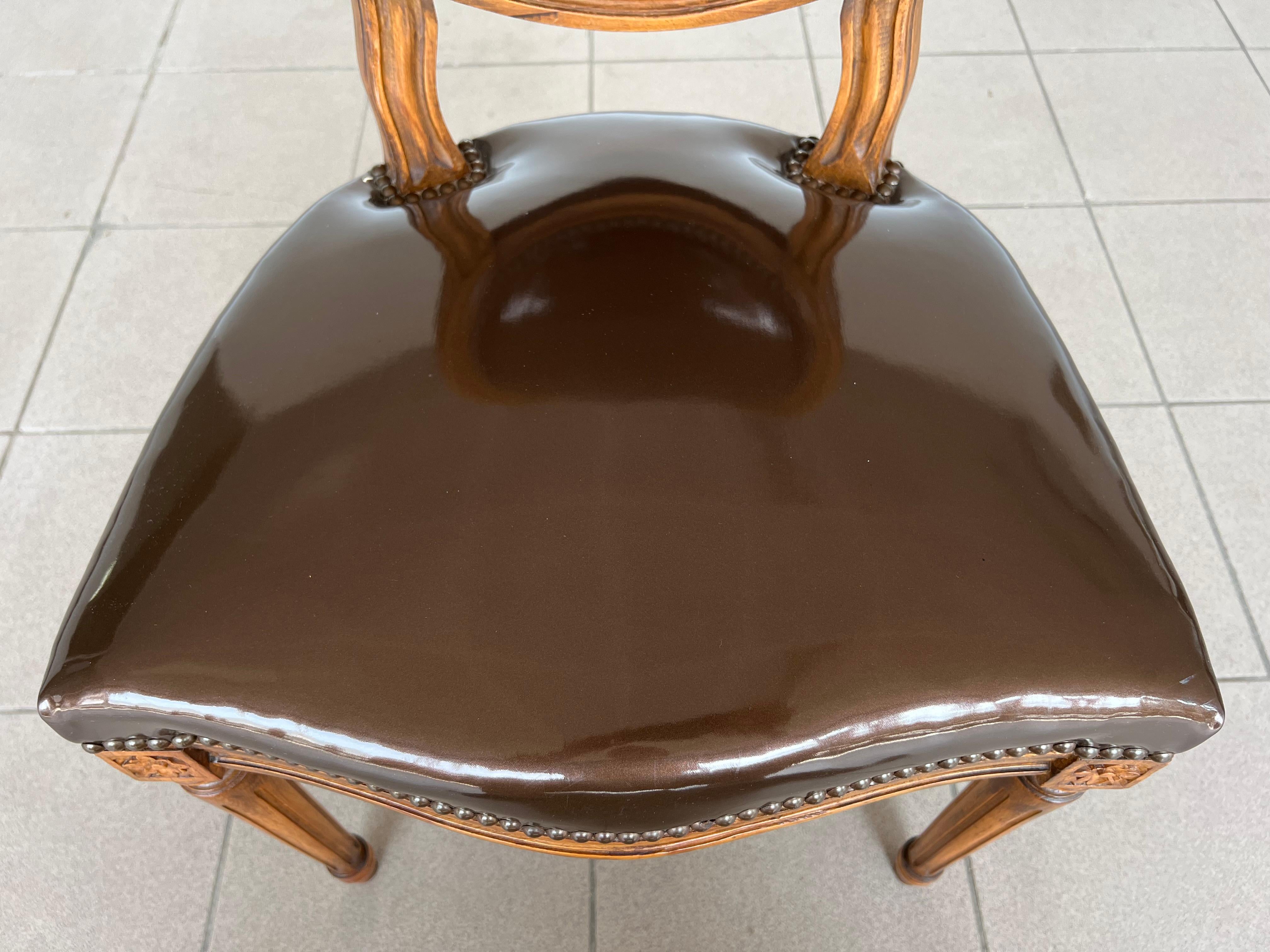 French Louis XVI Dining Room Chairs, Faux Leather Upholstery - Set of 12 9